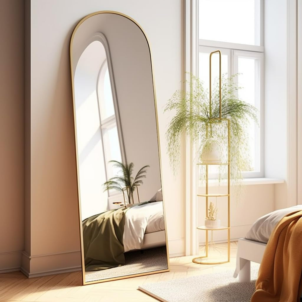 Arched Full Length Mirror - 18"58" Floor & Wall Mounted Mirror for Bedroom & Living Room, Gold