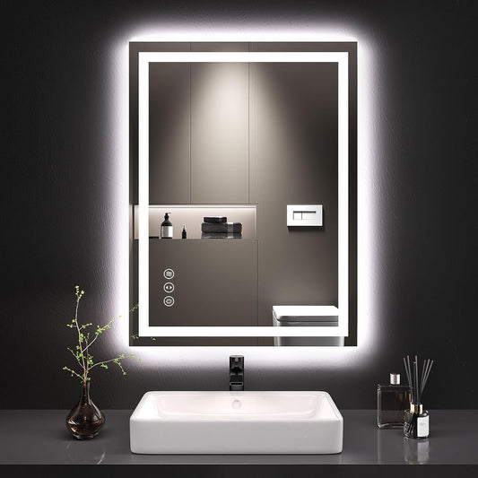 20X28 LED Bathroom Mirror with Lights, Anti-Fog, Dimmable, Backlit + Front Lit, Lighted Bathroom Vanity Mirror for Wall, Memory Function, Tempered Glass, Shatter-Proof, ETL Listed