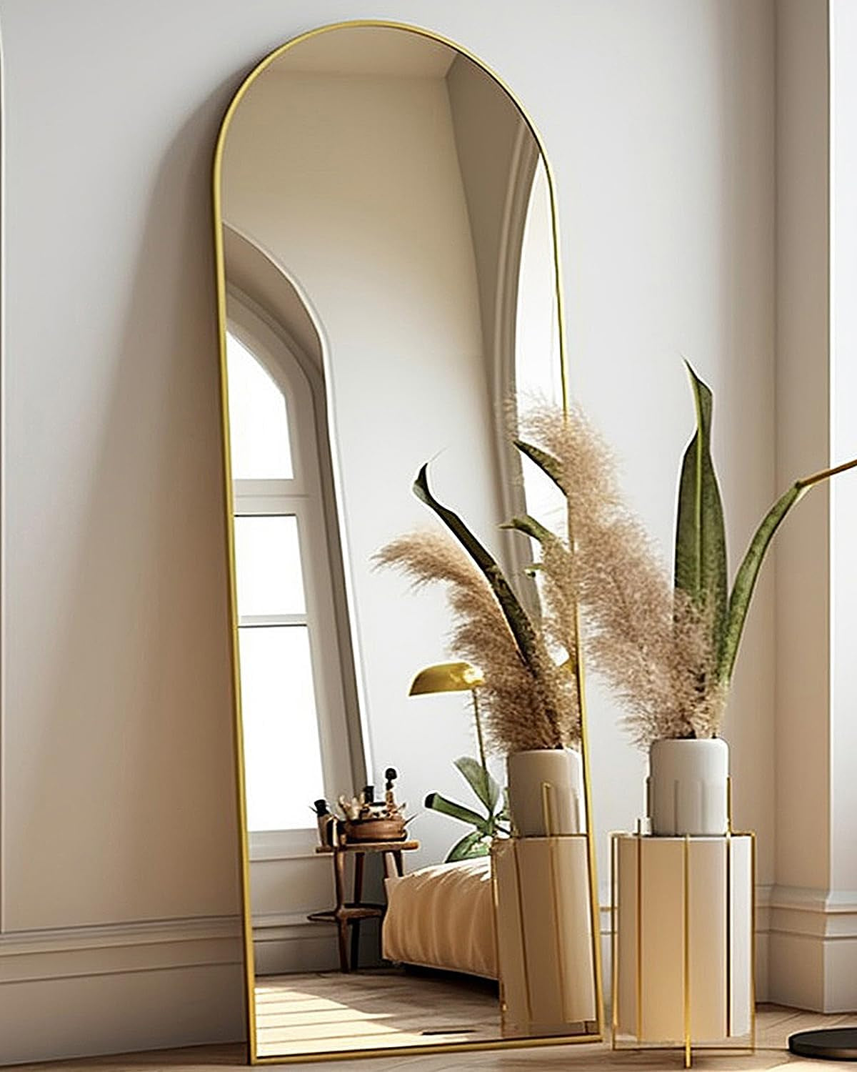 Arched Full Length Mirror - 18"58" Floor & Wall Mounted Mirror for Bedroom & Living Room, Gold