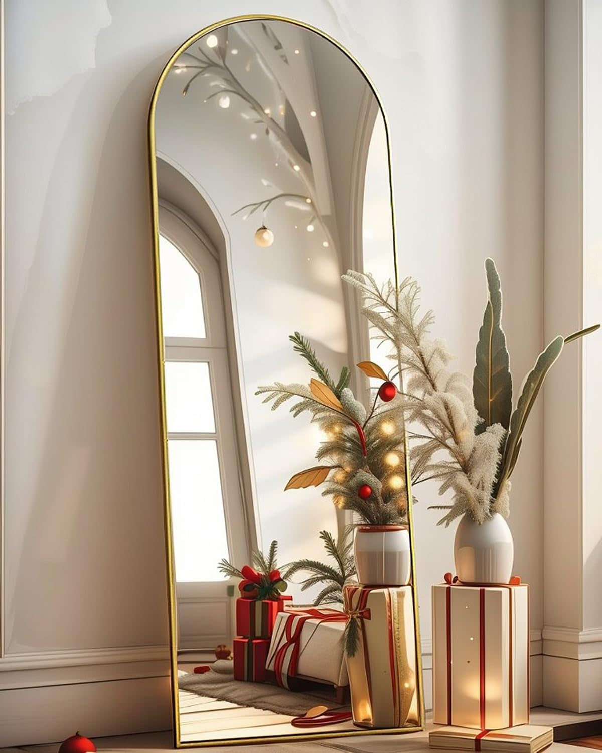 Arched Full Length Mirror - 18"58" Floor & Wall Mounted Mirror for Bedroom & Living Room, Gold